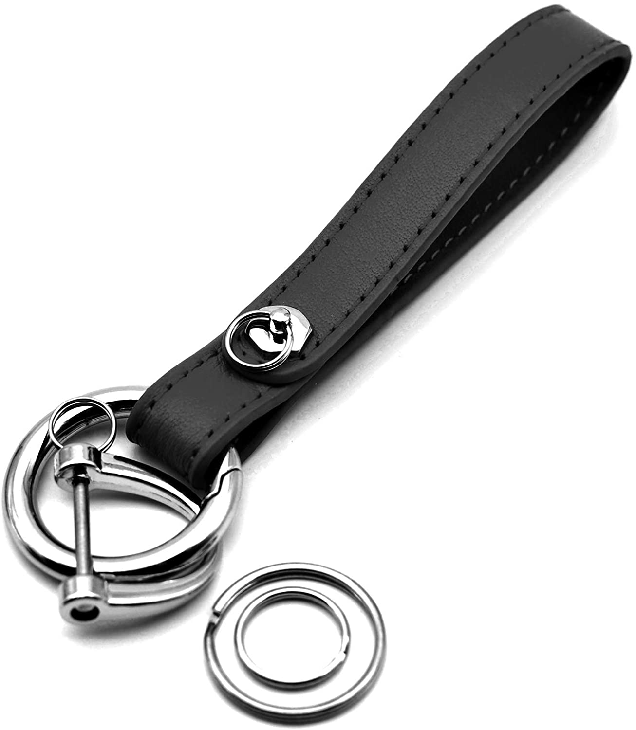 Vehicle Key Tag Leather Key Ring Stainless steel Ring Key chain