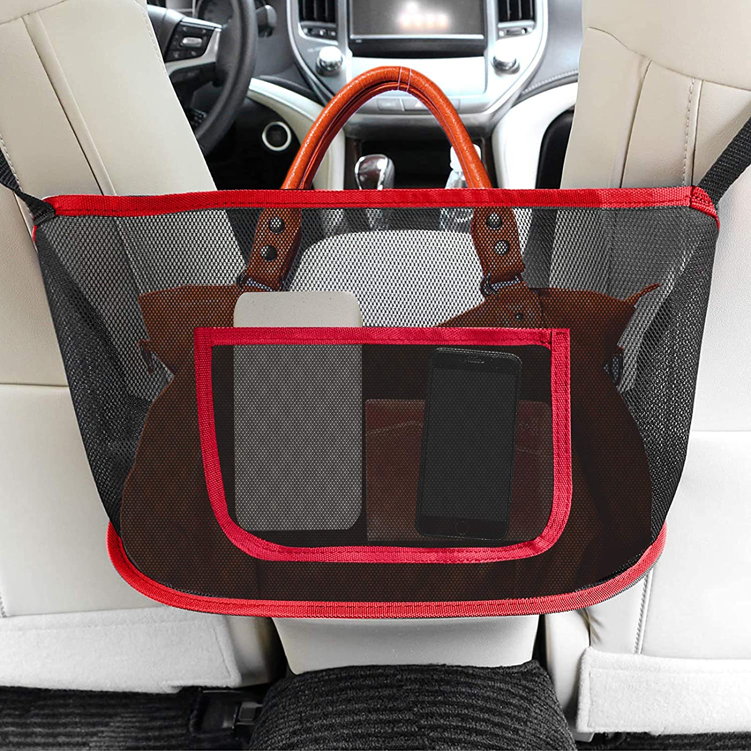 Car Net Pocket Handbag Holder,Car Purse Holder Between Seats Car